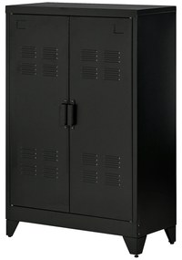 HOMCOM Dulap de Depozitare metalic Garderobă Cufăr de dosare Dulap de Birou pe picior Stil Industrial - 2 rafturi - Negru | Aosom Romania