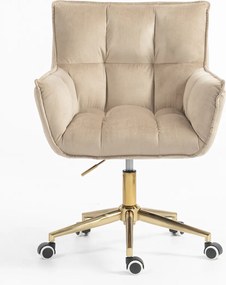 HR560K Scaun Catifea Latte cu Bază Aurie
