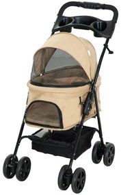 PawHut Cărucior câini Hundebuggy, pliabil, 2 curele de siguranță, 2 suporturi pentru pahare, 67 x 45 x 96 cm, Khaki | Aosom Romania