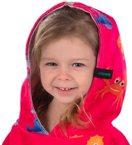 Towee Poncho copii surf Fishee pink, 50 x 60 cm