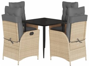 3213255 vidaXL Set mobilier de grădină cu perne, 5 piese, bej, poliratan