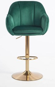 HR2055W Scaun Verde din Catifea cu Bază Aurie