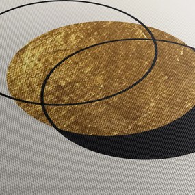 Tablou - Abstracție de aur și alb N⁰2 (cu ceas) (90x30 cm)