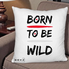 Perna Decorativa Born To Be Wild, 40x40 cm, Alb Pufos, Husa Detasabila, Perna Inclusa, BEKZ®