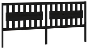 818594 vidaXL Tăblie de pat, negru, 205,5x4x100 cm, lemn masiv de pin