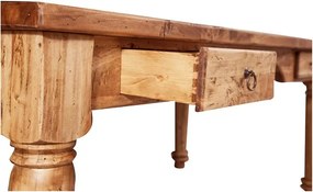 Birou, L184 92 H78 cm, 2 sertare, natur antichizat, lemn masiv