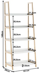 Etajera cu 5 rafturi, alb natural, KOEN TYP 3