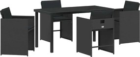vidaXL Set de masă pentru grădină 5 pcs Negru poliratan