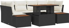 vidaXL Set de masă pentru grădină cu pernă 9 pcs Negru și Bej