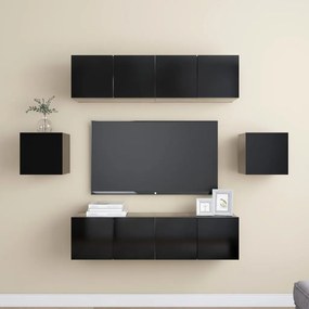 3078787 vidaXL Set dulapuri TV, 6 piese, negru, lemn prelucrat