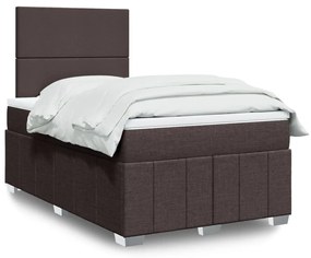 vidaXL Pat box spring cu saltea, maro închis, 120x190 cm, textil