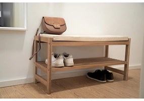 Pantofar în culoare naturală cu bancă din lemn masiv de acacia Acina – Wenko