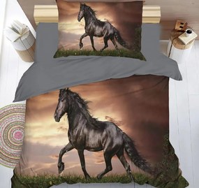 Lenjerie de pat din microfibra 3D HORSE maro Dimensiune lenjerie de pat: 70 x 90 cm | 140 x 200 cm