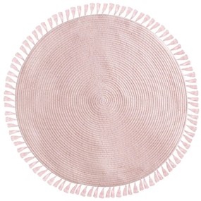 Covor rotund roz cu franjuri PINK 90 cm