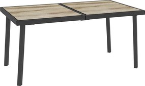 Outsunny Masă de Patio, Masă de Balcon, Masă de Dining pentru Exterior 145 x 85 cm pentru 6 Persoane cu Efect de Lemn, Cadrul din Oțel, Gri | Aosom Romania