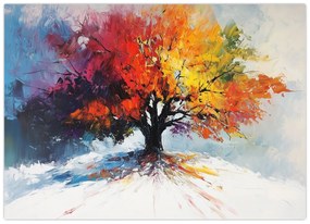 Tablou pe sticlă - Copac multicolor (70x50 cm)