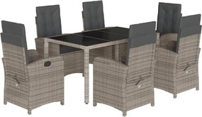 vidaXL Set mobilier de grădină cu perne, 7 piese, gri, poliratan