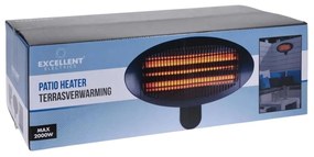 Încălzitor infraroșu de terasă, 2000W, 3 trepte de putere, cu sistem de montare pe perete, încălzire radiantă