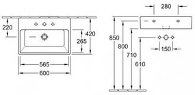 Lavoar suspendat, Villeroy&amp;Boch Memento, 60x42cm, Alb Alpin, 51336001