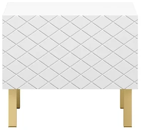 Set de noptiere Scalia II 50 1S 2 buc. - alb mat / picoare aurii