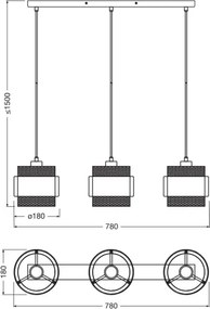 Osram - Candelabru suspendat pe cablu DECOR HORNET 3xE27/10W/230V negru/auriu