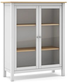 Vitrină alb/natural din lemn de pin 90x110 cm Misti – Marckeric