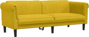 vidaXL Canapea cu 3 locuri, galben, catifea