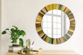 Oglinda rotunda cu rama imprimata Model radial abstract fi 50 cm