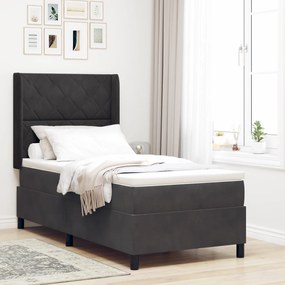 vidaXL Pat box spring cu saltea &amp; LED, negru, 100x200 cm catifea