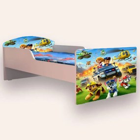 Pat Copii cu PAW PATROL ( Patrula Catelusilor) Varianta 3 Mic 2-6 ani 130x60 cm Simplu cu Saltea SafeNest CMG51893976727892