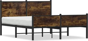 vidaXL Cadru pat metalic fără saltea, stejar fumuriu, 150x200 cm