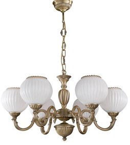 Candelabru cu 6 brate clasic design italian din alama, sticla 9250 RA-L. 9250/6