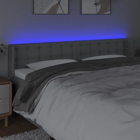 Tablie de pat cu LED, gri deschis, 203x16x78 88 cm, textil 1, Gri deschis, 203 x 16 x 78 88 cm