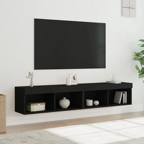 837144 vidaXL Comode TV cu lumini LED, 2 buc., negru, 60x30x30 cm