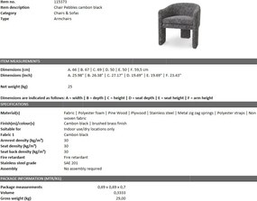 Scaun design LUX Pebbles, cambon negru 115373 HZ