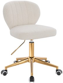 HR193K Scaun Crem Boucle cu Bază Aurie