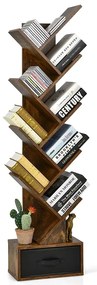Bibliotecă cu 10 rafturi, maro
