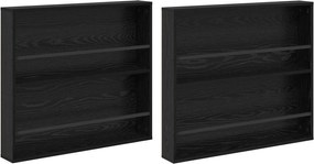 vidaXL Raft pentru reviste cu raft 2 pcs Stejar Negru 80 x 12 x 70 cm