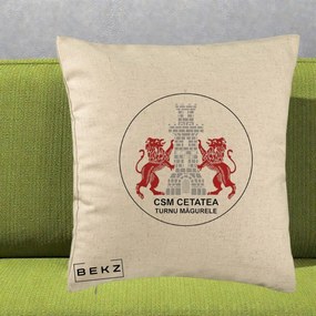 Perna Personalizata CSM Cetatea Turnu Magurele Fotbal, 40x40 cm, Bej, Husa Detasabila, Perna Inclusa, BEKZ®