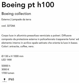 Stalp LED iluminat exterior IP65 Boeing pt H-100cm coffee