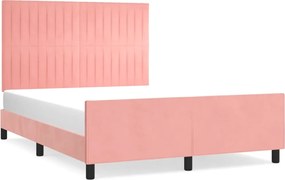 vidaXL Cadru de pat cu tăblie, roz, 140x190 cm, catifea