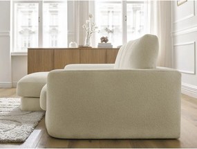 Colțar bej cu tapițerie din țesătură bouclé (cu colț pe partea stângă/cu șezlong) Leonore – Bobochic Paris