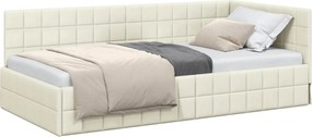 vidaXL Cadru de pat colțar cu headboard Crem 100 cm x 200 cm Catifea
