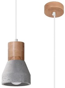 Lustră pe cablu QUBIC 1xE27/60W/230V gri beton/lemn Sollux SL.0964