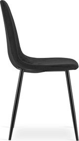 Scaun de masa PADVA VELVET cu picioare negre, negru