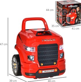 Homcom, camion de jucarie, cu functii si accesorii, 3-5 ani, rosu | Aosom Romania