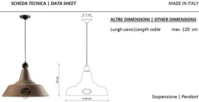 Lustra design retro realizat manual din ceramica si metal GRUNGE