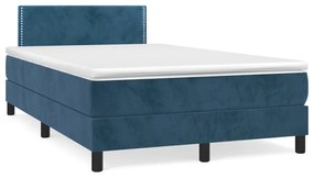 3141237 vidaXL Pat box spring cu saltea, albastru închis, 120x200 cm, catifea