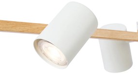 Lampa suspendată inteligentă din lemn cu 6 lumini dreptunghiulare albe, inclusiv Wifi GU10 - Jeana Straight
