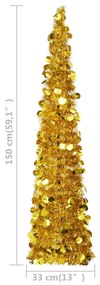 Brad de Craciun artificial tip pop-up, auriu, 150 cm, PET 1, Auriu, 150 cm